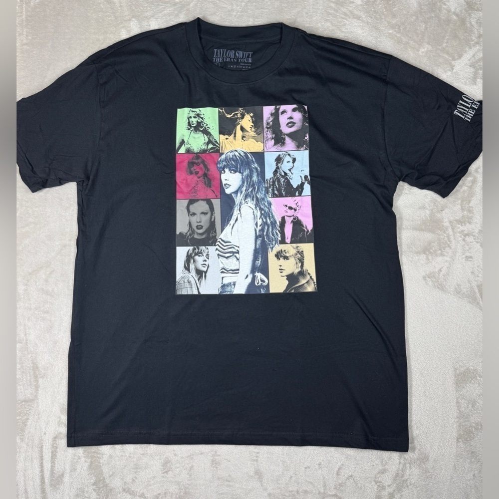 NWOT TS Taylor Swift The Eras Tour US Tour Dates Black 100% Cotton T-shirt XL